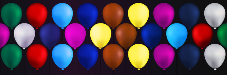 Assorted Bright Balloons on black. abstract background. vector Eps 10 © Muhammad