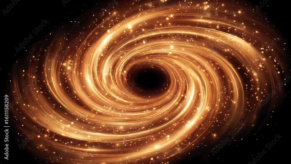 Wall mural abstract spiral of light with glowing particles on black background