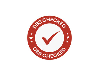 DBS Checked Round Red Badge with Box Style Checkmark