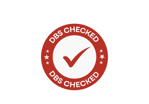 DBS Checked Round Red Badge with Box Style Checkmark