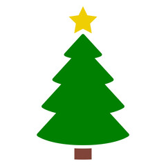 Tiempo de Navidad. Icono con silueta de árbol de navidad tipo pino o abeto con estrella para tarjetas y felicitaciones