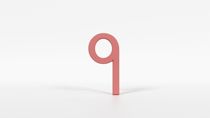 Educational Hindi Number Flash Card १ 1 3D Devanagari Numeral Illustration Preschool Homeschool ESL 8K Landscape Coral Red

