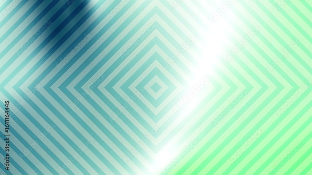 Poster desertcore navy mint freshness geometric gradient background with converging squares in serene hues,
