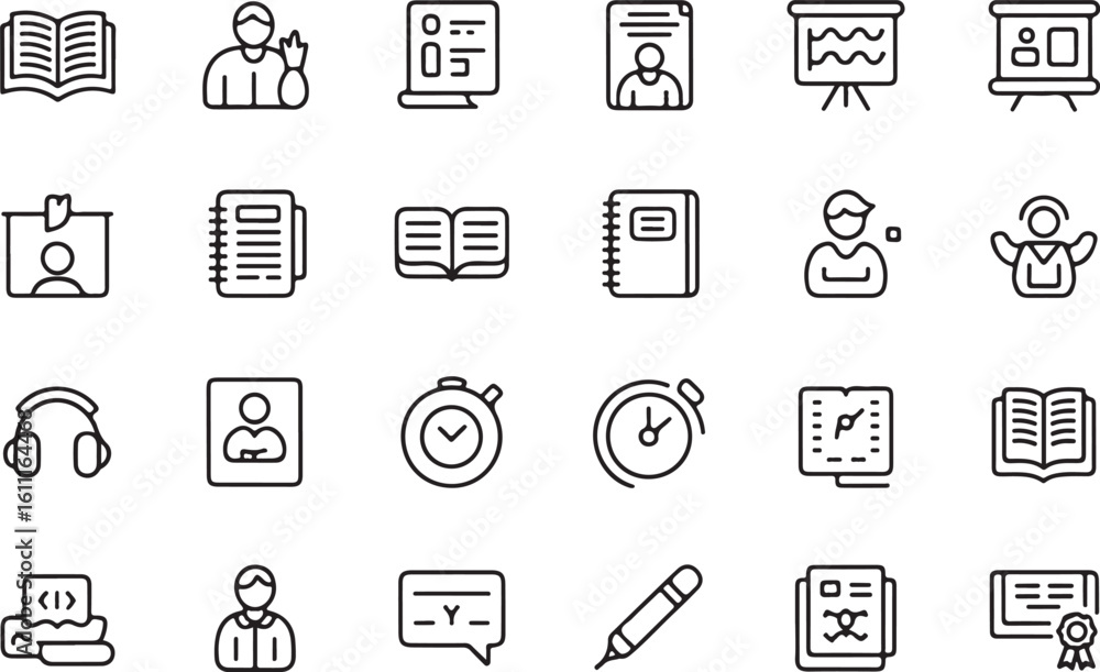 Poster versatile icon set featuring a distinctive silhouette style for modern digital and print application
