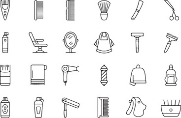 Modern icon set featuring a diverse collection of abstract geometric shapes and symbols in a clean silhouette style