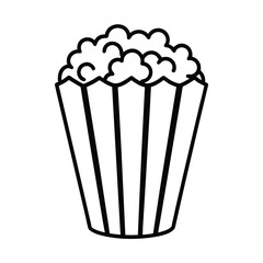 a black and white drawing of a popcorn icon