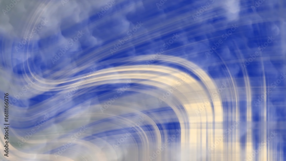 Poster prismatic navy soft peach abstract blue and beige background with blurred lines and shapes creating 