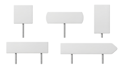 Collection of blank signboards for advertising concept isolated PNG with Transparent Background