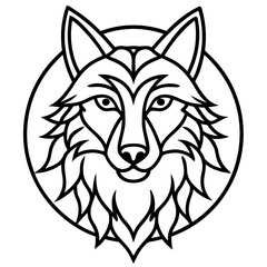 Geometric Wolf Mandala Outline Icon Design