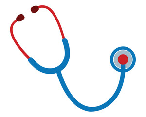 A red and blue stethoscope isolated on white background Ai Generated