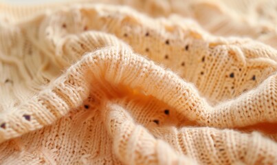 Textured knitted fabric detail gentle openwork peach tone background design