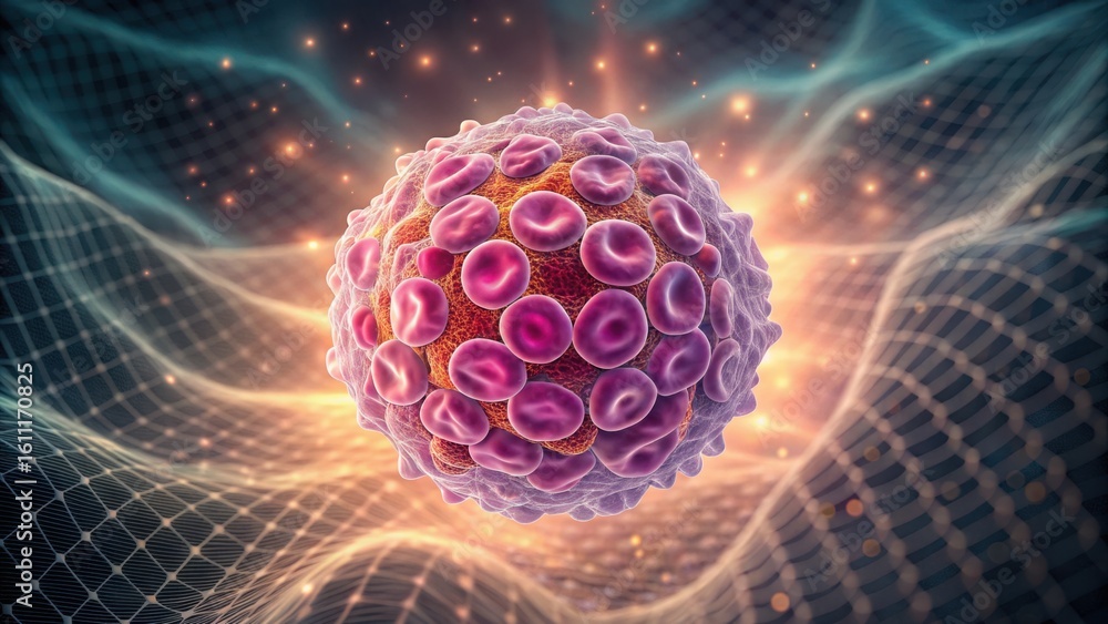Poster detailed macro image of neutrophil with light bloom effect