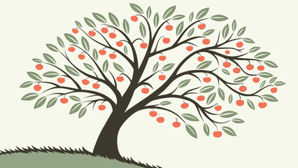 Glowing Berry Tree Vector Poster