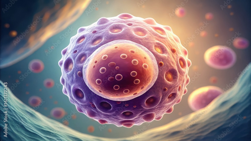 Poster close-up view of a resting cell in a gigapixel format
