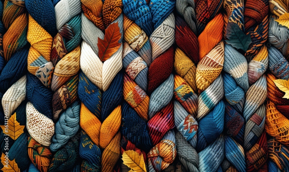 Aufkleber woven textile pattern with autumn color textured background design