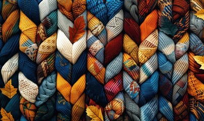 Woven textile pattern with autumn color textured background design