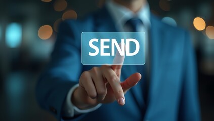 Businessman Sending Data Digital Transaction and Online Communication
