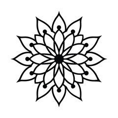 intricate floral mandala design in black and white