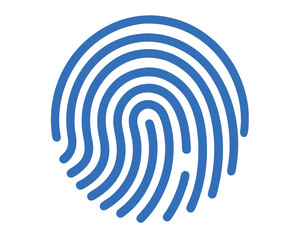 A blue fingerprint scan for security and identification isolated on white Ai Generated