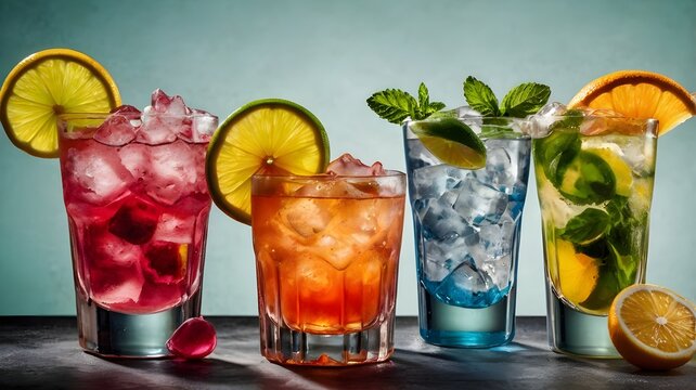 Refreshing Mixed Beverage Set with Bright Tropical Colors