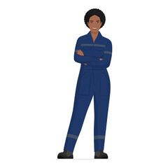 Confident mechanic woman standing with arms crossed