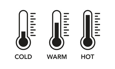 Thermometer icon set. weather icons. Temperature symbol. Cold and hot icon sign. thermometer showing the temperature. Weather Sign. Temperature Scale Symbol. Warm cold hot Symbol