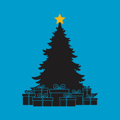 christmas card with christmas tree