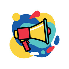 Flat design of a megaphone with abstract shapes