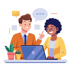 Coworkers Teamwork Office Illustration