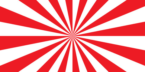 Retro abstract red and white explosion vintage ray sunrise star sunbeam texture background. vector illustration circle light banner cartoon add design.	