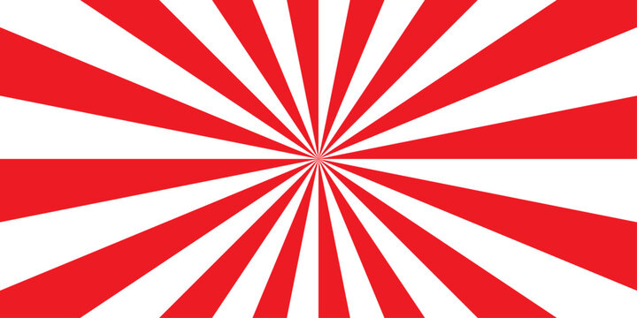 Retro abstract red and white explosion vintage ray sunrise star sunbeam texture background. vector illustration circle light banner cartoon add design.	