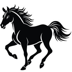 Graceful Silhouette of a Running Horse Isolated on Transparent Background
