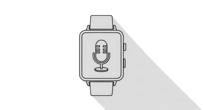 Smart watch with microphone vector icon isolated PNG with Transparent Background
