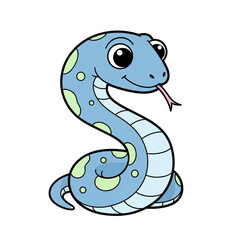 Fototapeta premium A cheerful cartoon serpent curves playfully displaying a friendly smile and a long pink tongue in a whimsical illustration.