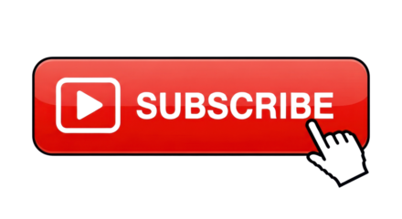 Red Subscribe button with hand cursor isolated PNG with Transparent Background
