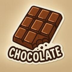 Stylized Chocolate Bar with Bite Mark and "Chocolate" Text