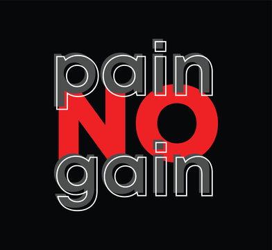 Naklejki No pain no gain typography slogan for print t shirt