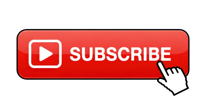 Red Subscribe button with hand cursor isolated PNG with Transparent Background - Powered by Adobe