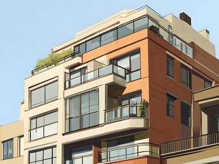 4. Urban apartment building with modern architecture