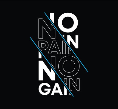 Naklejki No pain no gain typography slogan for print t shirt
