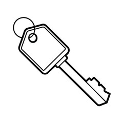 vintage motel key with blank tag outline vector