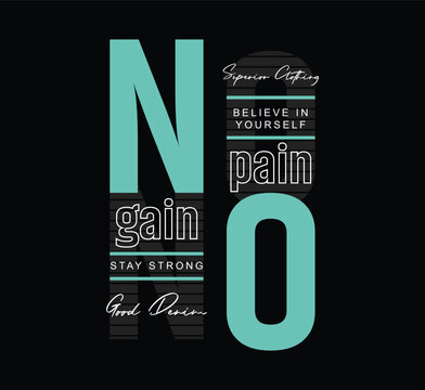 Naklejki No pain no gain typography slogan for print t shirt, Modern streetwear design