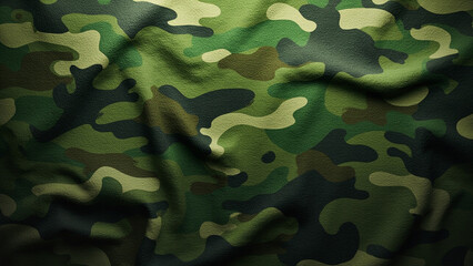 Camouflage Fabric: A vibrant, textured display of camouflage fabric, showcasing the intricate patterns and colors designed for concealment.