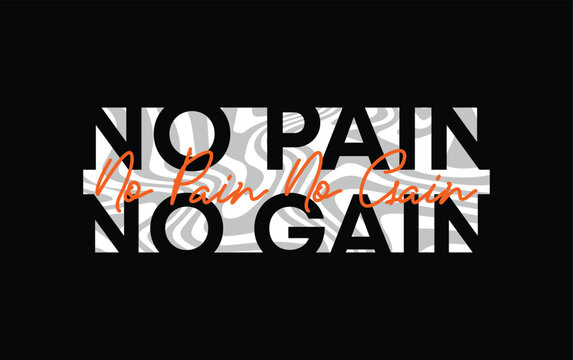 Naklejki No pain no gain typography slogan for print t shirt, Modern streetwear design