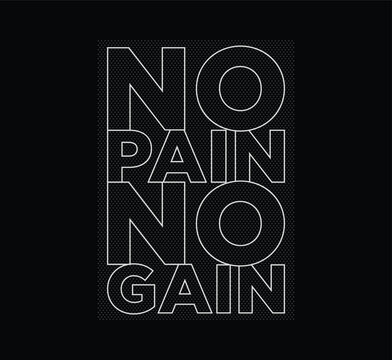Naklejki No pain no gain typography slogan for print t shirt, Modern streetwear design
