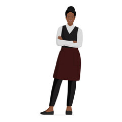 Professional waitress posing with arms crossed