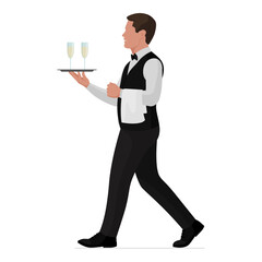 Elegant waiter serving sparkling wine