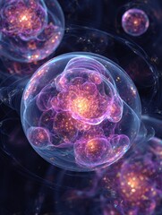 Colorful abstract representation of molecules in cosmic space  