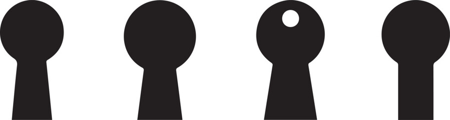 Door Keyhole Silhouette Icon Vector Set &ndash; Lock Access and Security Symbol
