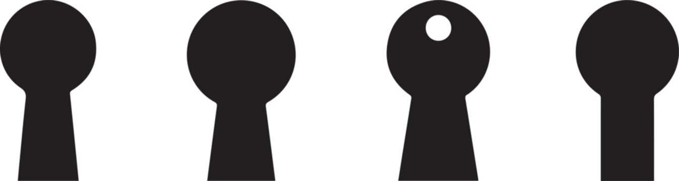 Door Keyhole Silhouette Icon Vector Set &ndash; Lock Access and Security Symbol